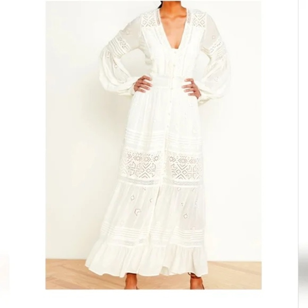 Free People ivory crochet maxi dress size 6